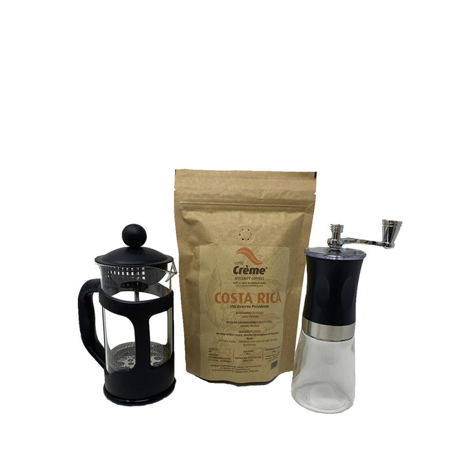 coffe box con frenche press e macinacaffè caffè
